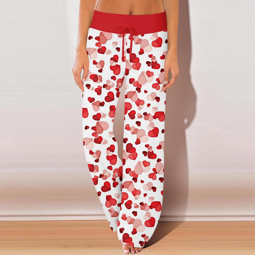 Dámské pyžamové kalhoty na spaní ležérní kalhoty se stahovací šňůrkou v pase pohodlné rovné kalhoty na jógu volné