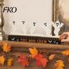 Rustic Wooden Table Decor Halloween Dancing Witch Countdown Ornament, Home Classic Retro for Office Party Centerpiece, Spooky Haunted House