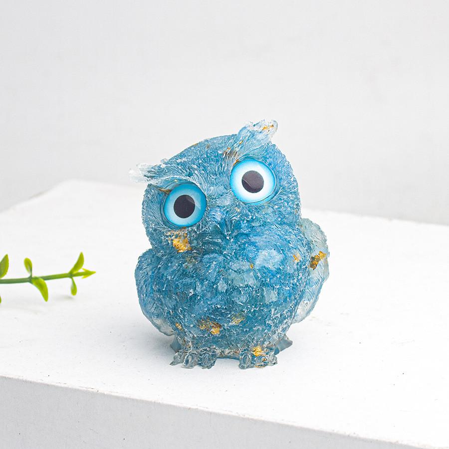 Natural Crystal Owl Car Ornament For Office Desk Decor Gift For Kids