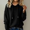 Women Hooded Sweater Adjustable Drawstring Long Sleeve Loose Fit Knitting Top Fall Winter Pullover