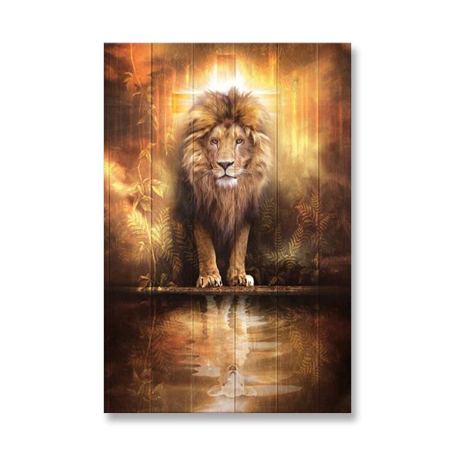 Christian Canvas Symbols the Lord Jesus Christ in Scripturethe Lion of Judah Warrior Lamb of God Wall Art Christmas Decor Gift No Frame