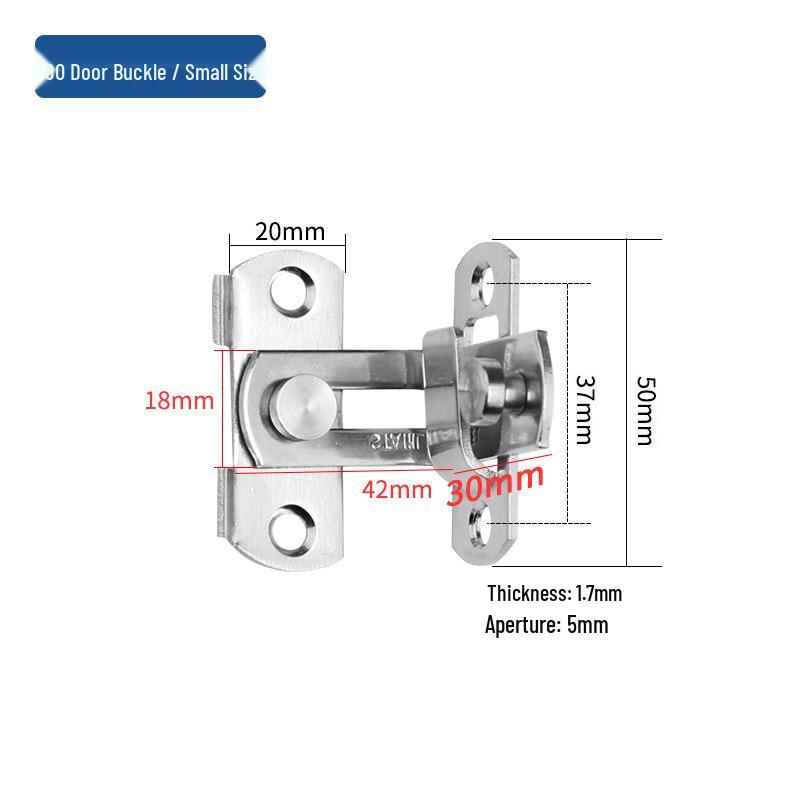 Stainless Steel No-Drill Door Lock Latch with Keyhole, Left/Right Opening, Anti-Theft Bolt.