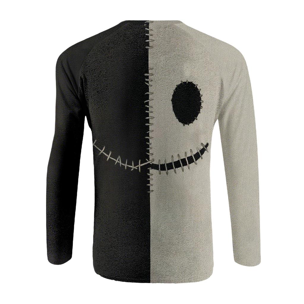Halloween Print Raglan Sleeve Men's Long Sleeve Top