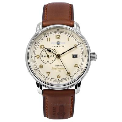 Mediterranean Leather Strap Beige Dial Automatic 96685 Men's Watch