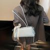 Solid Color French Stick Handbag Bow Ribb Y2K Silver PU Shoulder Bag Korean Style Large Capacity Cylinder Underarm Bags Girls