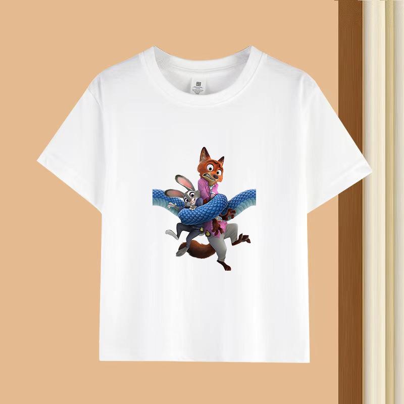 Dětské tričko s krátkým rukávem a kulatým výstřihem - 230g čistá bavlna s potiskem zvířat