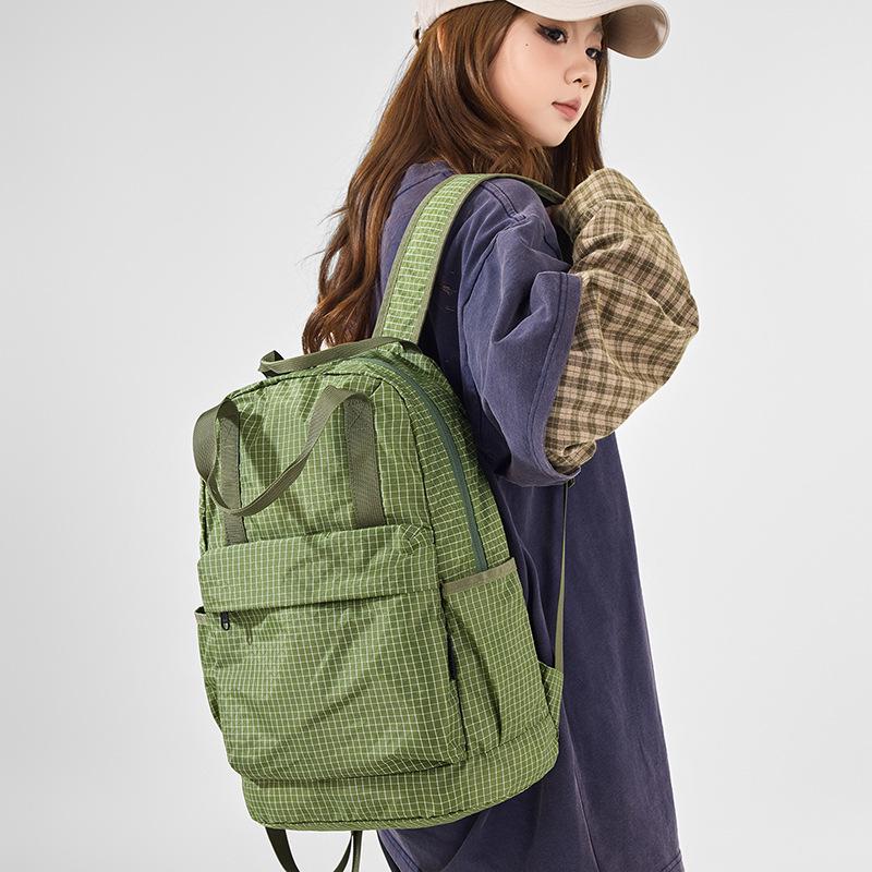 New Plaid Lightweight Waterproof Foldable Backpack - Large Capacity for Outdoor Sports & Travel