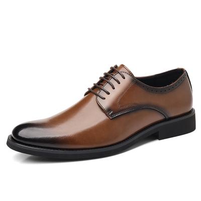 Mode 2025 Neue Designer Spitzschuhe für Herren Einfarbig Mode Lässige Lederschuhe Herren Schnürschuh Braun Business Derby Schuh Mann
