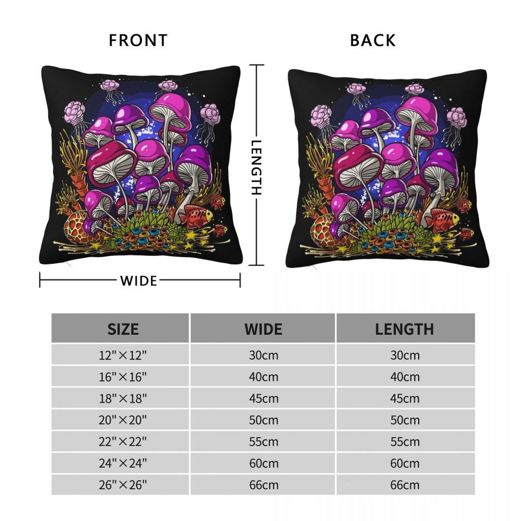 Ocean Magic Mushroom Pillowcases Polyester Room Cushion Cover Cool Decorative Pillow Cover 45*45