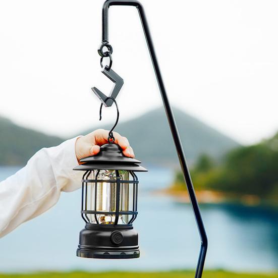 Retro Style LED Camping Lantern with Handle 20-200LM Dimmable Portable Tent Lamp Rechargeable Flashlight with High Capacity Battery Emergency