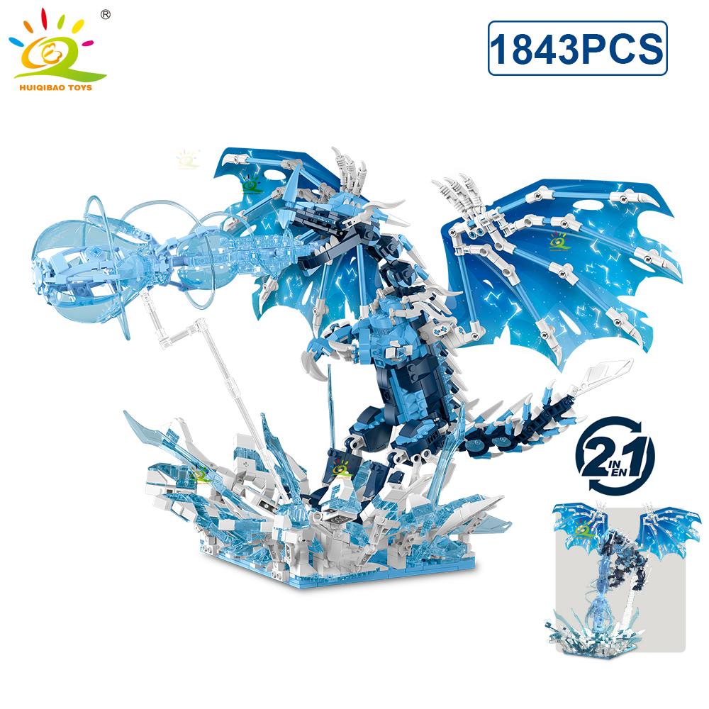 Non-Toxic Moc Ice Frie Dragon Model Building Block Bricks Assembly Construction Toy For Children Kid Diy Game Home Desk Decor