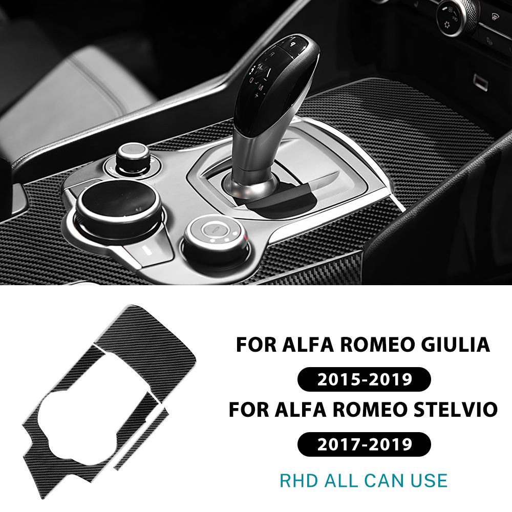 Real Soft Carbon Fiber Sticker For Alfa Romeo Giulia 952 2015-2019 Stelvio 949 2017-2019 LHD RHD Car Gear Shift Outer Panel