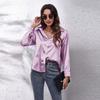 . Real Shot, Satin Shirt, Women's Satin Imitation Silk Long-sleeved Shirt, New European and American Women's Clothing
