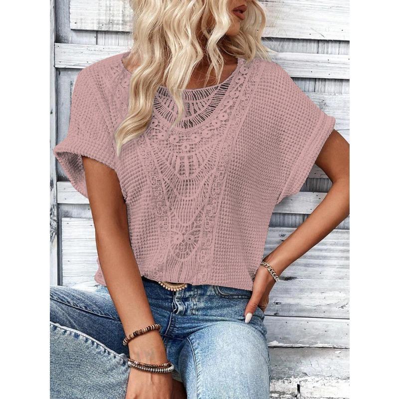 GMXIA Dámská móda Ležérní Jednobarevný Potisk Krátký rukáv O-výstřih Halenky a košile