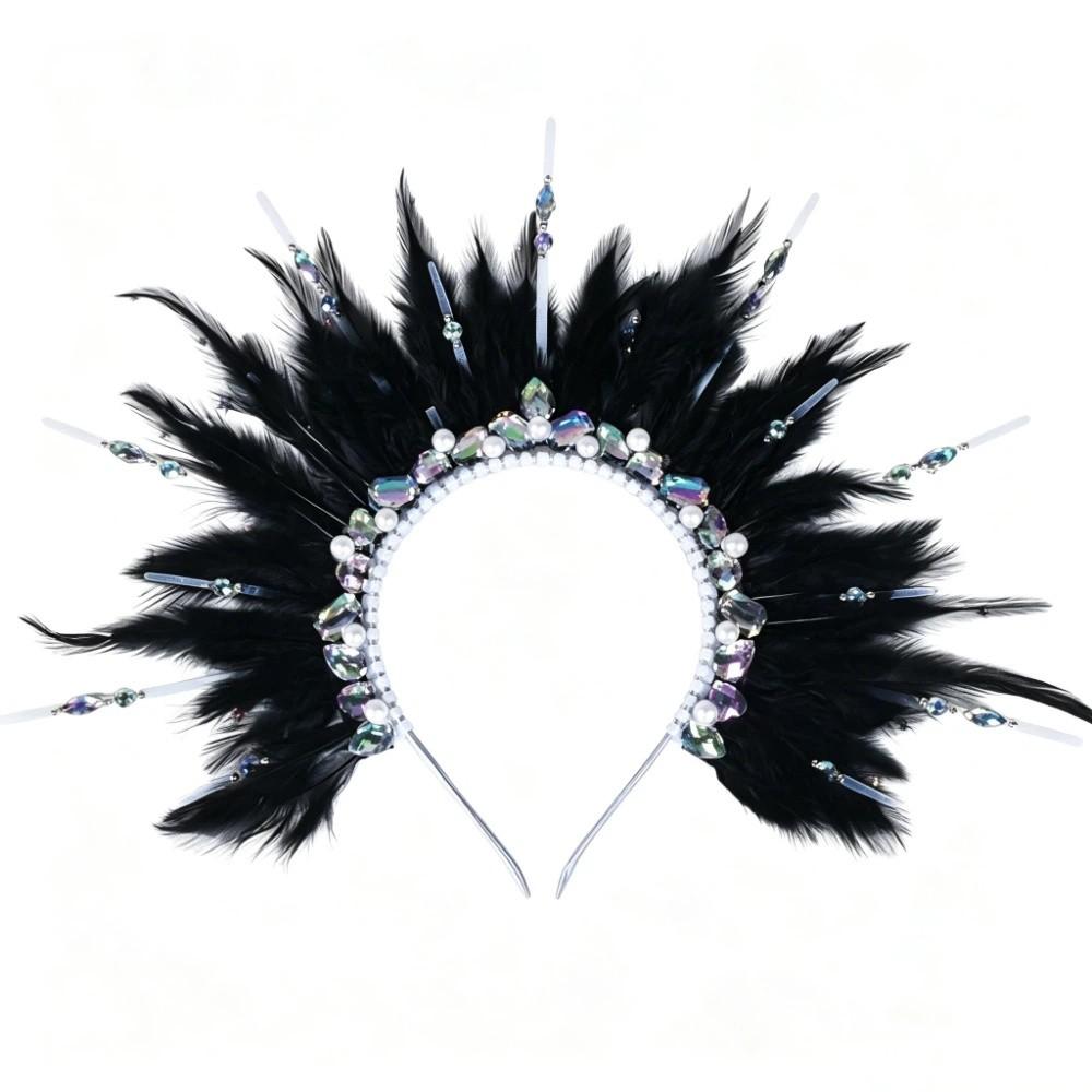 Retro Peacock Feather Headband Creative Hair Hoop Peacock Headwear  Party Hair Accessory