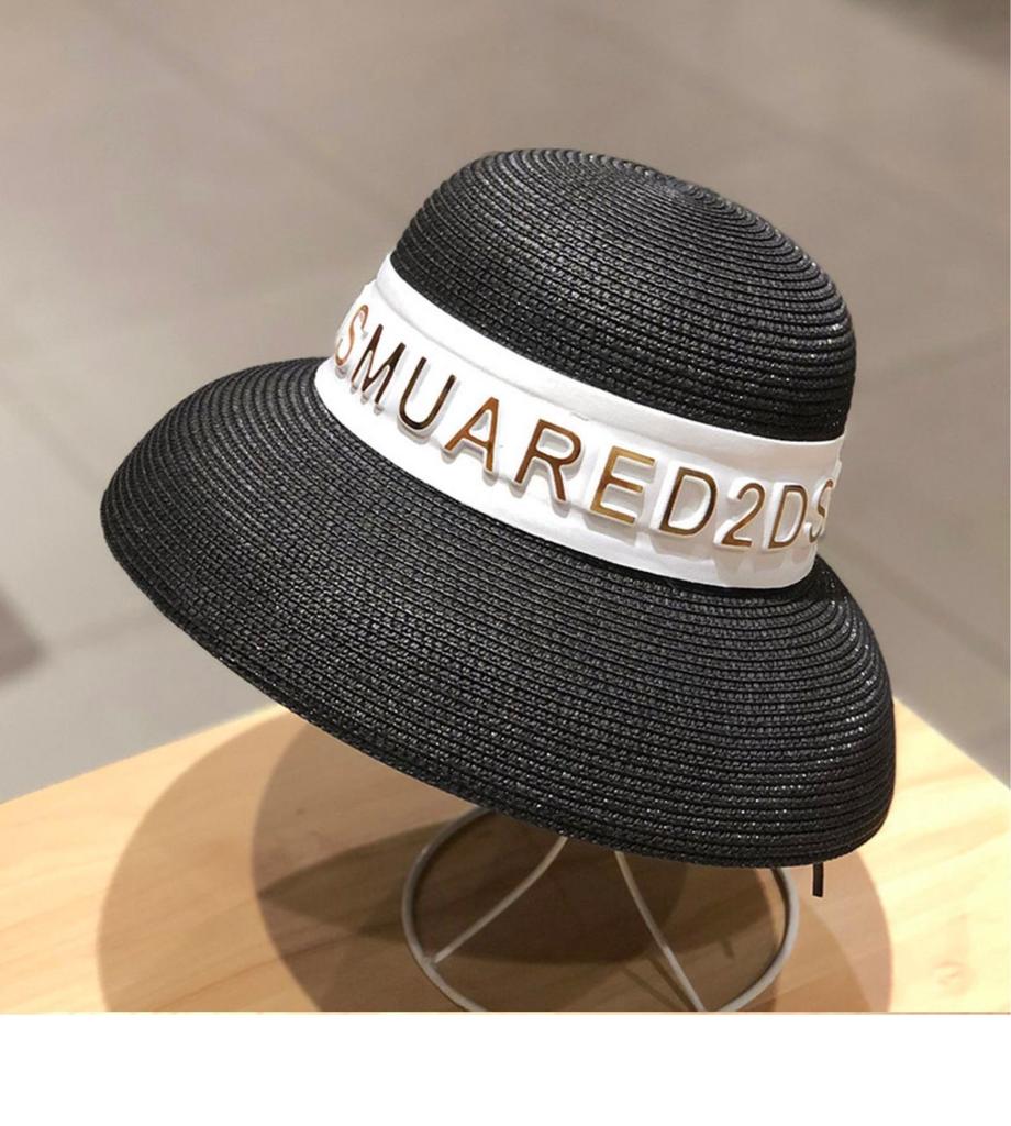 Women's summer flat-top sun hat Fashion hollow vintage straw hat Hand-woven summer travel sun hat