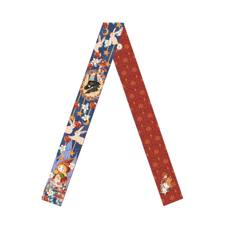 Fairy Tale Long Silk Scarf Retro Bag Handle Belt Imitation Silk Girl Heart Headband Scarf Clips for Women 120cm x 5cm красный
