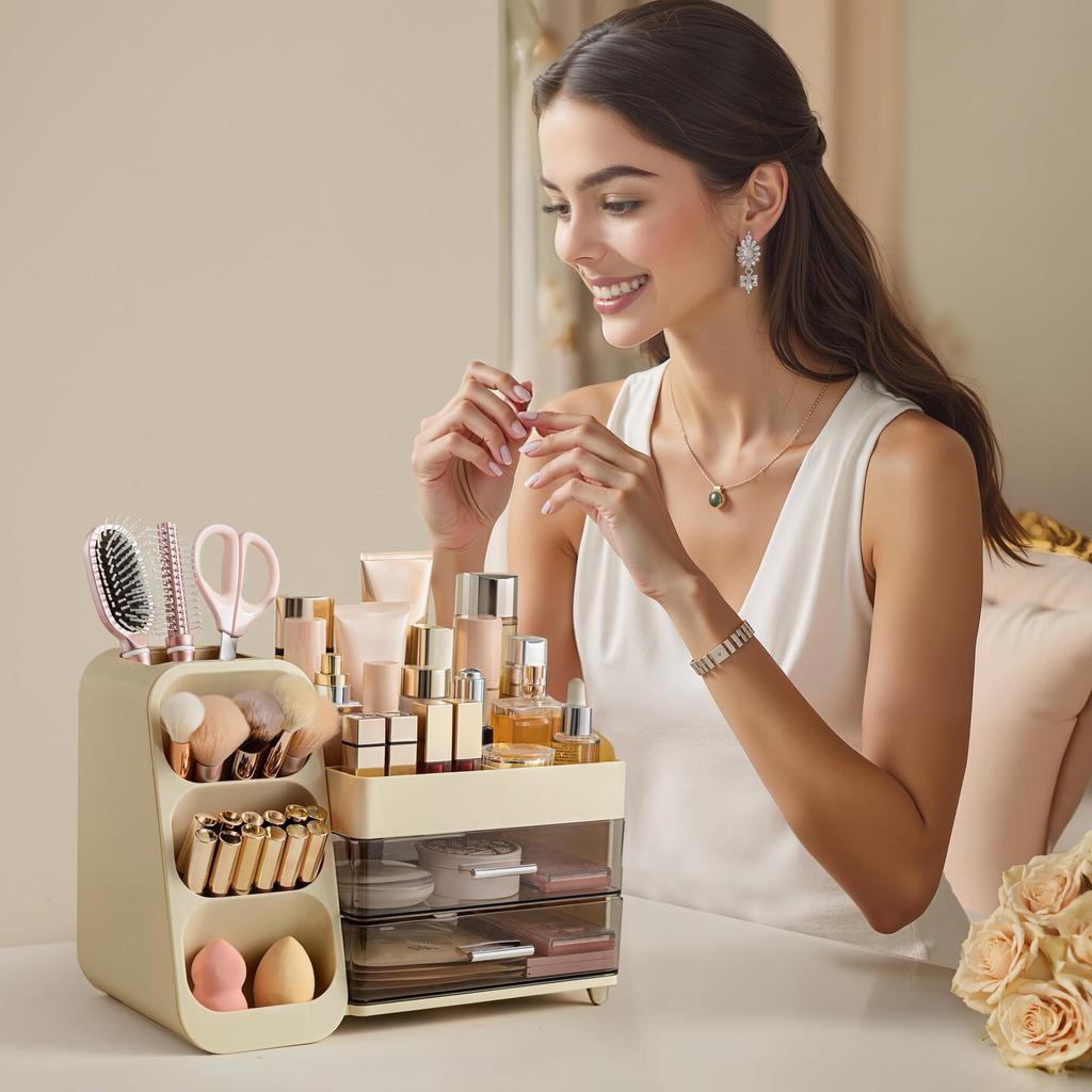 Hblife Cosmetic Makeup Cosmetic Storage Makeup Storage Cosmetic Storage Box with Dividers and Small Organizer for Nail and Eyeshadow Palettes Box,