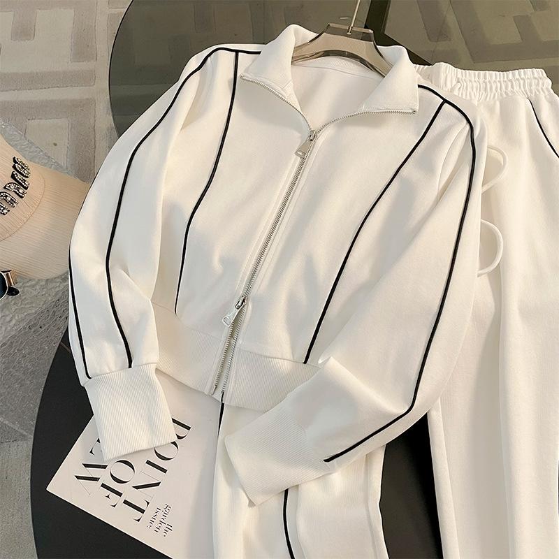 Autumn 2024 Women's High-End Fashion Sports Casual Sweater and Wide-Leg Pants Set