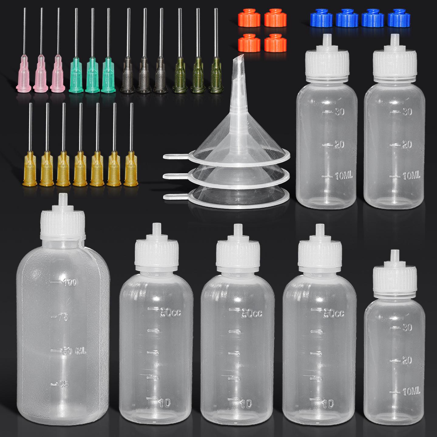 

Paint & Solvent Dispensing Bottle Set with Needle Tips - Squeeze Bottles for Glue & Oil (30ml, 50ml)