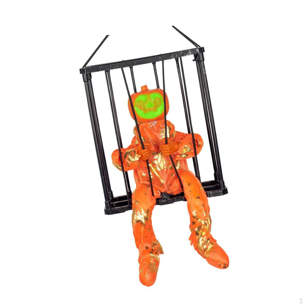 Screaming Halloween Decoration Cage Prisoner Spooky Creative Light Up Eyes with Motion Sensing for