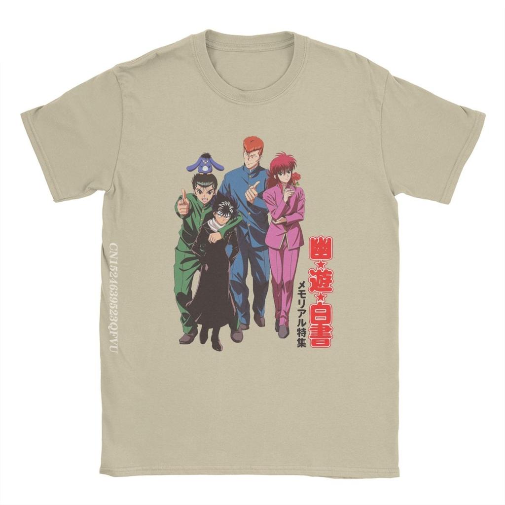 Freizeit Yu Yu Hakusho T-Shirts für Herren Rundhals Reine Baumwolle Oberteile T-Shirts Anime Manga Harajuku Tees Bedruckte Oberteile