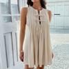 Women's Casual Loose Solid Color Pleated Sleeveless Jumpsuit Dress Pleated Sleeveless Jumpsuit Dress