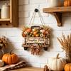 Rustic Pumpkin Truck Door Ornament Harvest Hanging Sign for Front Door, Wooden Fall with Distressed Wood Hemp Rope, Farmhouse Welcome Sign,