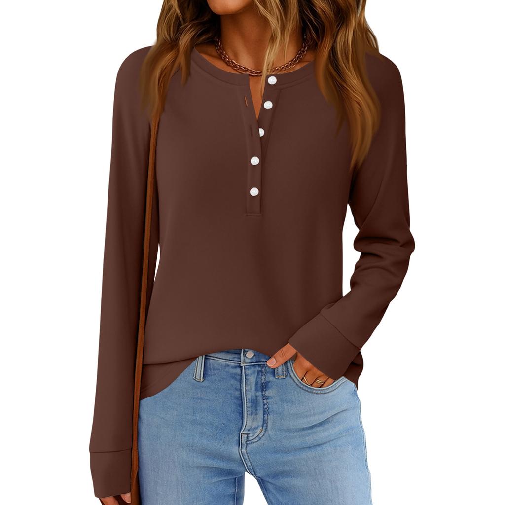Women's Fashion  Loose Long Sleeve Round Neck Casual Top
