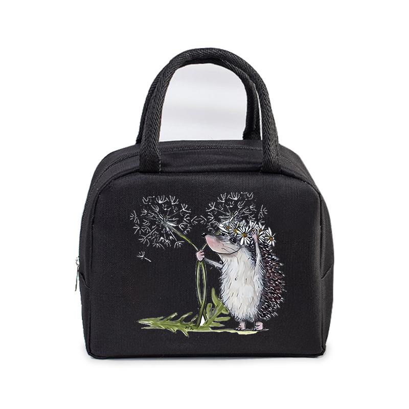 Bento Thermal Bag Dandelion Hedgehog Cartoon Print Women Insulation Portable Pouch Food Picnic Fresh Cooler Lunch Bag for Kids