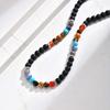 Boho Colorful Natural Stone Beaded Necklace, Vintage Trendy Stainless Steel Choker Necklace for Men, Waterproof Jewelry Gift