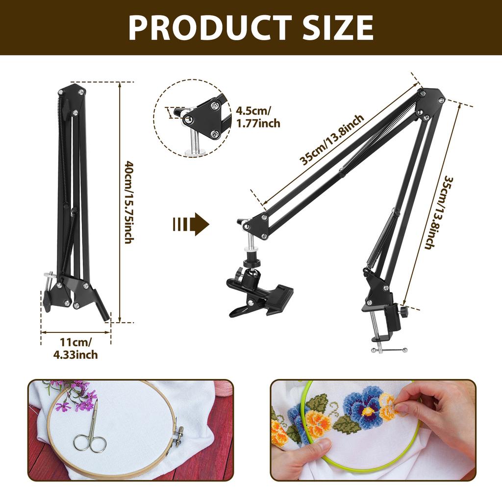 Stojak do haftu Metalowy uchwyt na tamborek Regulowany uchwyt na ramę do haftu Obracany o 360° Stojak do haftu krzyżykowego do rękodzieła