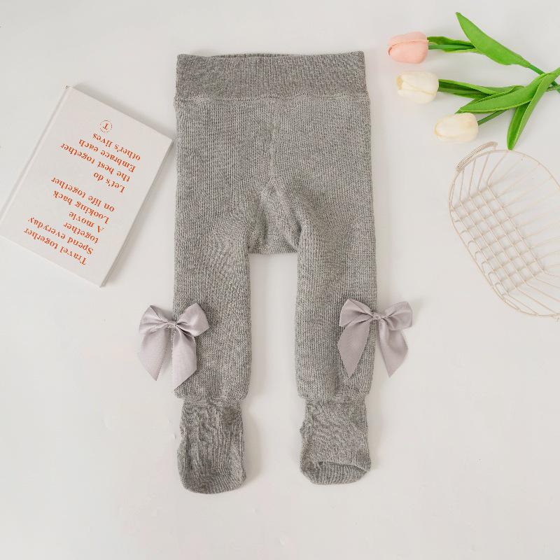 Girls  Velvet Bowknot Tights & Thick Bodysuit Set for Fall/Winter 2XL, Pants Length 72CM (Height 115-125CM)