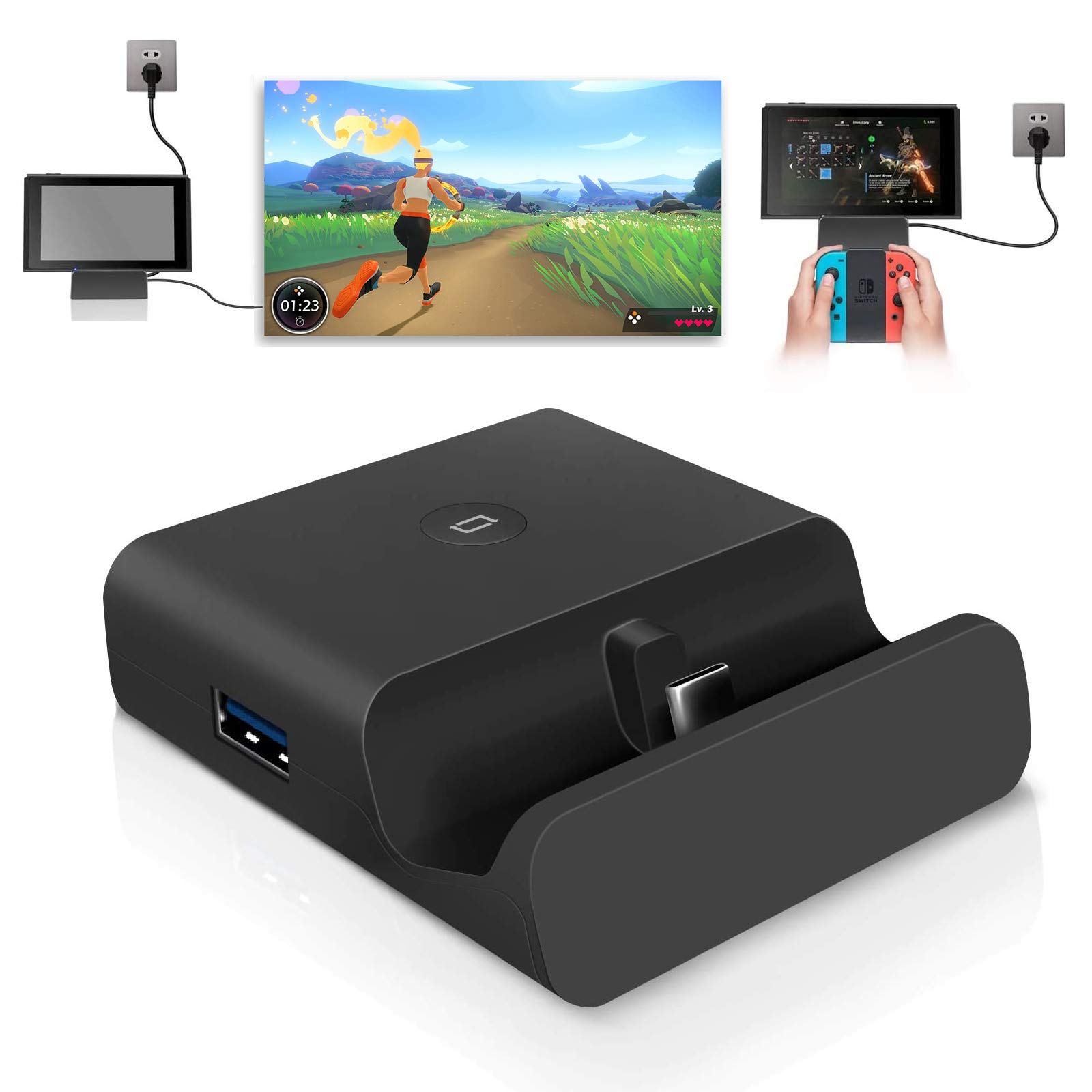 

Switch Dock Charging Stand TV Output 4K 1080 Resolution Compatible with Latest Systems Switching Compatible with 30W High Output Portable USB Hub