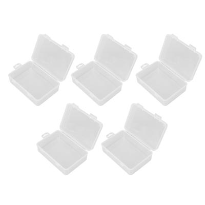 5Pcs Clear Small Container Box Rectangular Transparent Small Storage Box with Hinged Lid for Small I