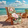 Elegant Pink Roses Garden Art Soft Beach Towel Outdoor Camping Vacation Swimming Beach Towel Outdoor Absorbent Bath Towel Blanket A5