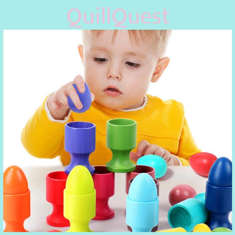 Montessori Learning Wooden Egg Cup Set For Toddlers With Eco-friendly Paint Finish