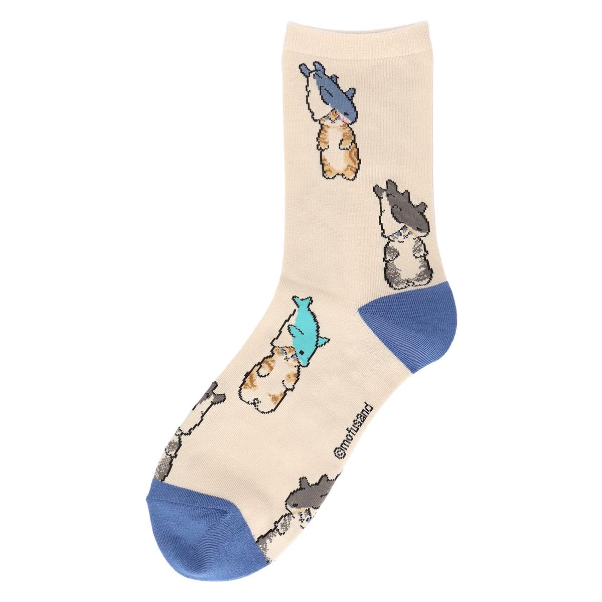 

mofusand Mofusand Shark Nyan All Over Pattern Crew Long Socks Socks Character 03197501 Sand Beige [Naigai] Women s 20. 23-25см