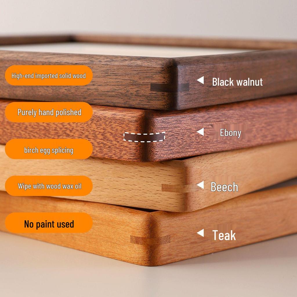 Sydostasiatiskt Teakträ Fotoram med Traditionellt Tapp- och Hålförband - Vintage Stil, Fuktsäker, för Bordsyta eller Väggmontering.