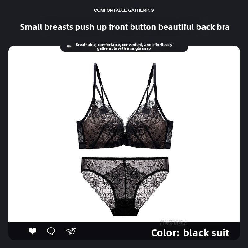 Summer Backless Front Closure Bra, Small Bust Push Up Side Gathering Trending Low Back Women Bra