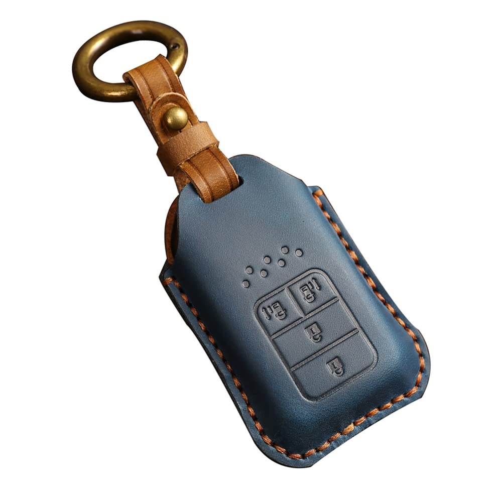 

Kinotaka Чехол для смарт-ключа из натуральной кожи для Honda, совместимый с New Step и Odyssey, держатель для ключей с 4 кнопками для автомобилей, двусторонний сдвижной, синий