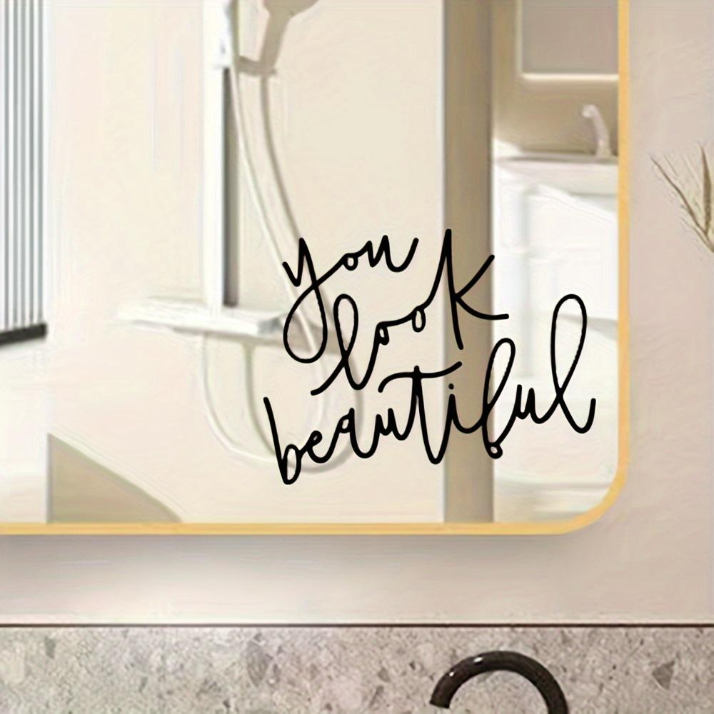 Minimalist Handwritten Vinyl Mirror Sticker with Your Beautiful Body Front View