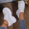 High-heeled Sports Casual Shoes in Glossy Black and White, Women Shoes, Sneakers