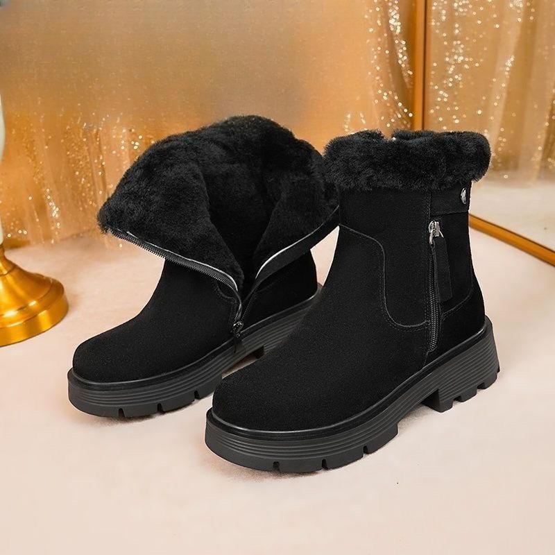 Fashion Round Toe Fleece-lined Women's Snow Boots Winter Platform Ladies Shoes Comfortable and Elegant Trend 2025 Goth Fashion Booties
