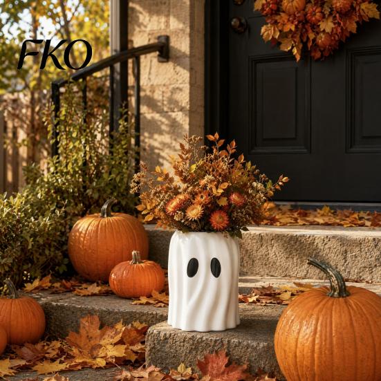 Whimsical Home Ornament Ghost Planter, Halloween Shaped Bucket, Cute Desktop Candy Small Resin Plant Pot Bowl for Office Shelf, Indoor Party