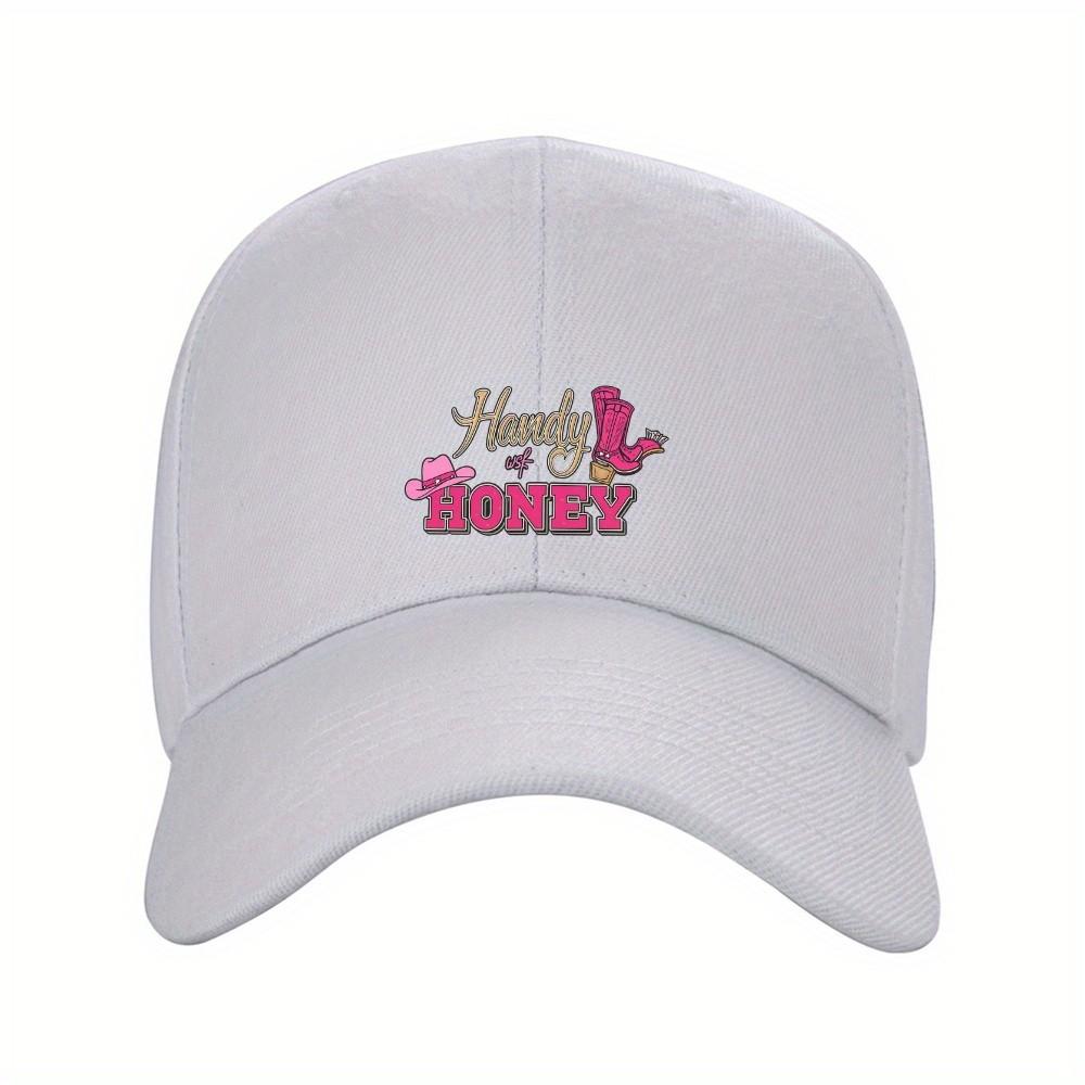 Handy Honey Graphic Baseball Cap Adjustable Polyester Curved Brim Cowboy Style Hat for Unisex