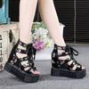 Women's Fish Mouth Wedge Sandals - 11cm High Heel, Breathable Mesh, Thick Sole, Roman Style