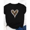 Leopard Heart Print Women T Shirt Short Sleeve O Neck Loose Women Tshirt Ladies Fashion Tee Shirt Tops Clothes Camisetas Mujer