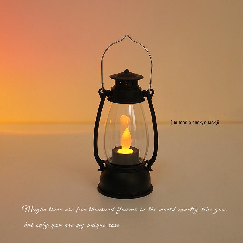 Retro Swing LED Candle Hurricane Lamp - Bedside Night Light & Decorative Atmosphere Ornament