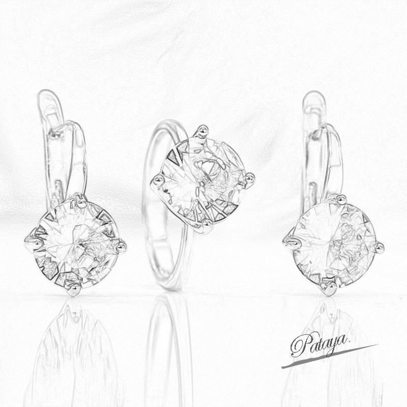 PATAYA Rose Gold Color Inlaid Blue Color Round Artificial Zircon Earring Ring Combination Sets